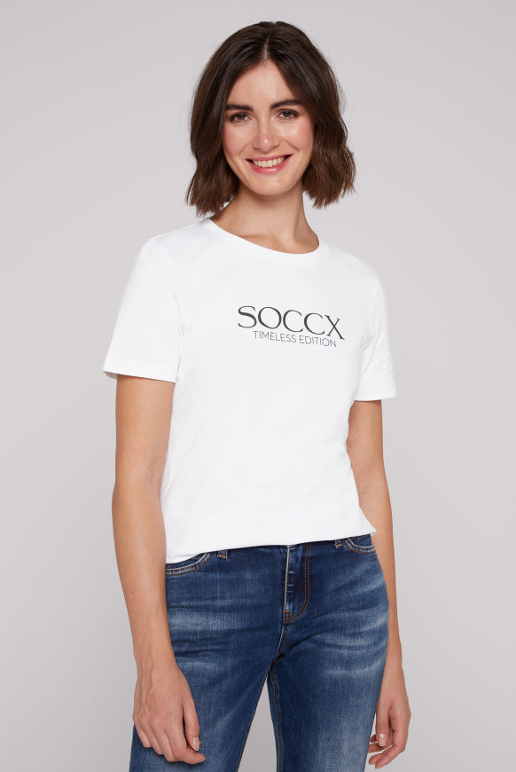 SOCCX Basic T-Shirt mit Logo Print