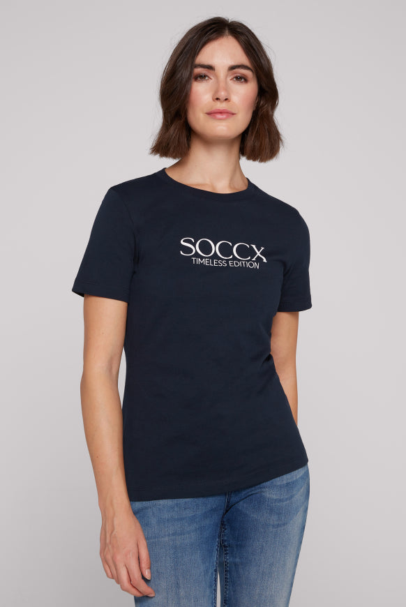 SOCCX Basic T-Shirt mit Logo Print