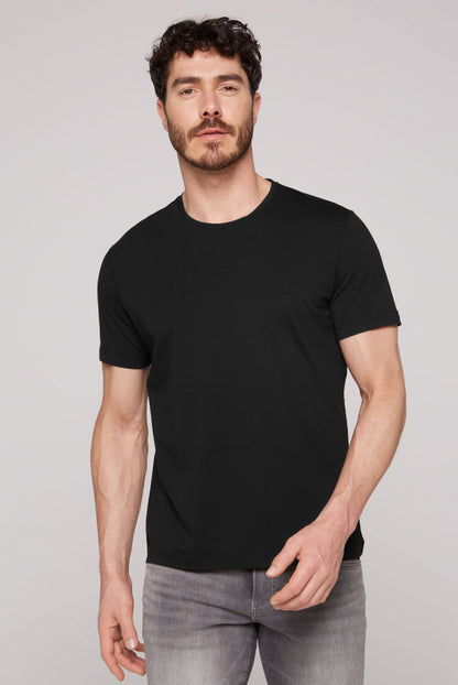CAMP DAVID Basic T-Shirt mit Rundhalsausschnitt - black