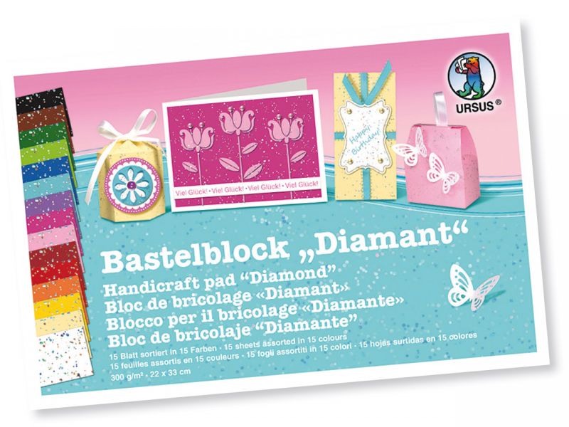 URSUS Bastelblock »Diamant«, 300 g/m², 22 x 33 cm, 15 Blatt
