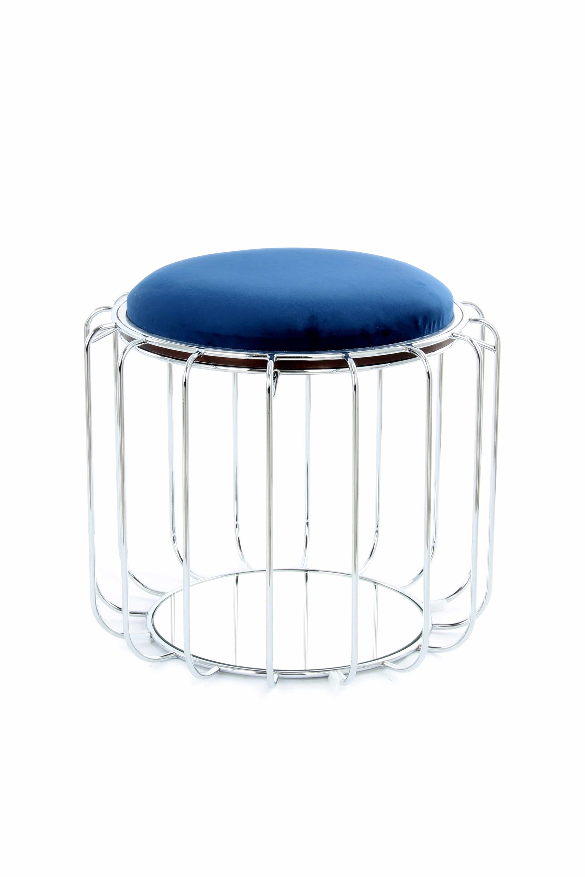 Beistelltisch / Pouf Comfortable 110 Dunkelblau / Silber
