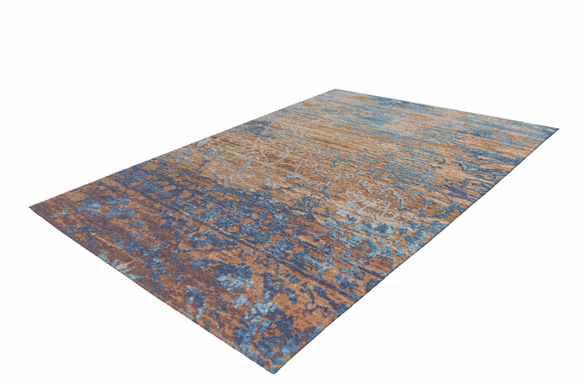 Teppich Blaze 600 Blau / Beige 75cm x 150cm | Jacquard-Teppich | Flachflor