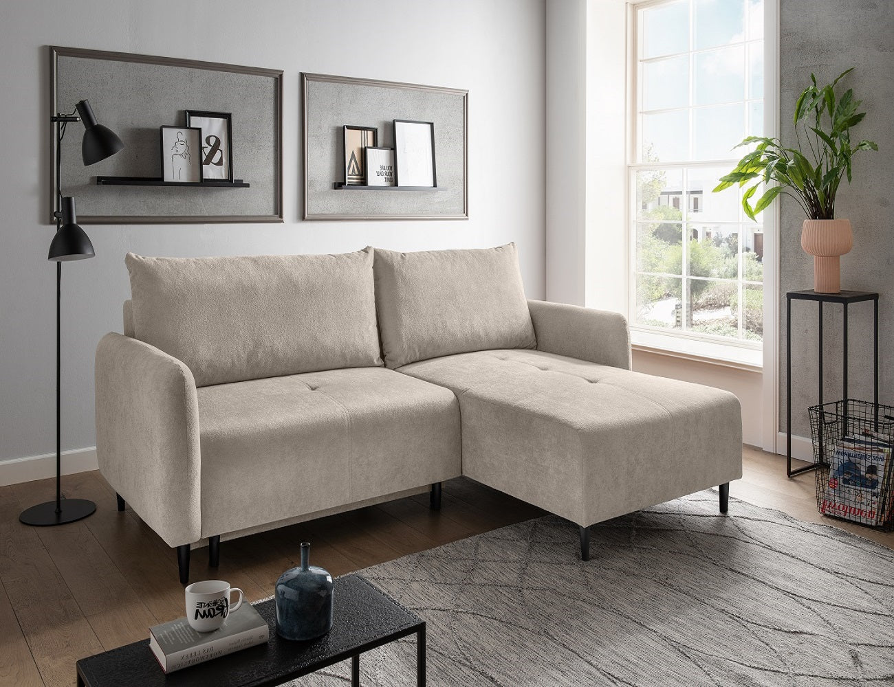 Ecksofa Mara mit Schlaffunktion und Bettkasten – Benformato