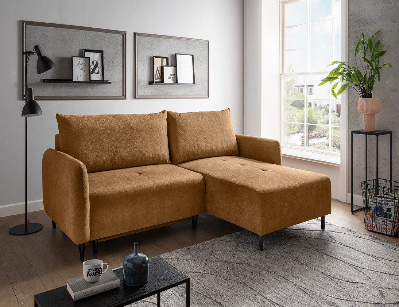 Ecksofa Mara mit Schlaffunktion und Bettkasten – Benformato