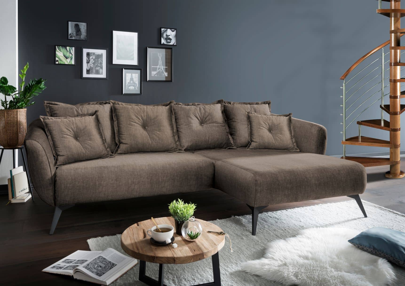 Benformato Ecksofa Baggio Tessuto Mikrofaser in verschiedenen Farben erhältlich