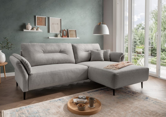 Benformato Piatelli Luxus-Mikrofaser Ecksofa mit beidseitiger Montierbarkeit in Grau, Sand oder Moosgrün