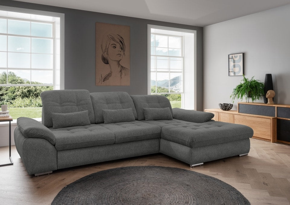 Benformato Sofa Rigatti: Komfortables Mikrofaser-Sofa mit Sitztiefenverstellung, verstellbaren Kopfstützen und Schlaffunktion - In zwei Farben wählbar