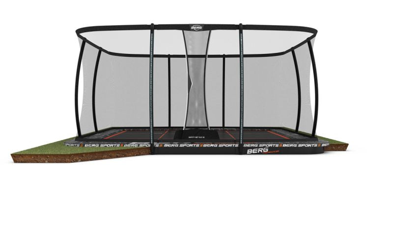 BERG Trampolin Ultim Pro Bouncer Sports FlatGround 5x5 inkl. Sicherheitsnetz Deluxe XL
