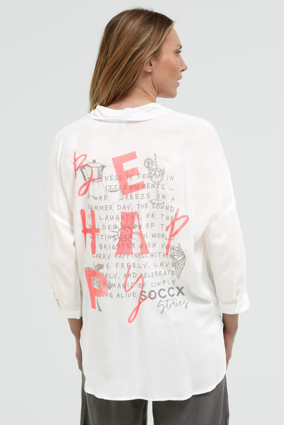 SOCCX Bluse mit 3/4-Arm und Rückenprint