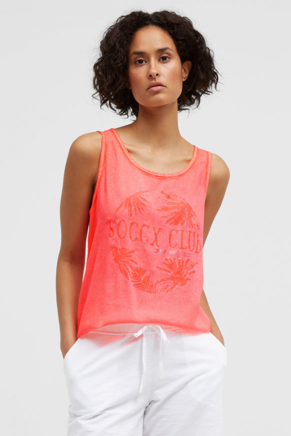 SOCCX Blusen-Top Oil Dyed imMaterialmix - neon coral