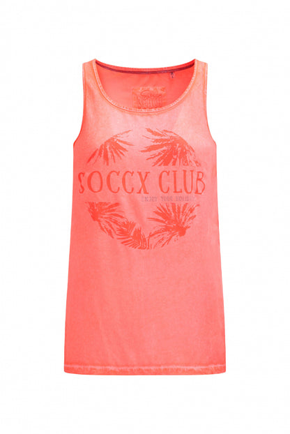 SOCCX Blusen-Top Oil Dyed imMaterialmix - neon coral