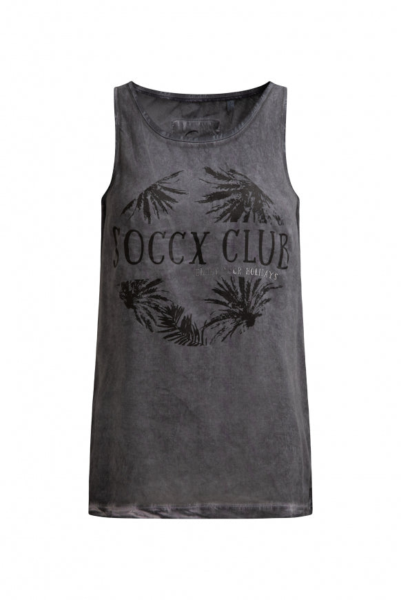 SOCCX Blusen-Top Oil Dyed im Materialmix - grey bay