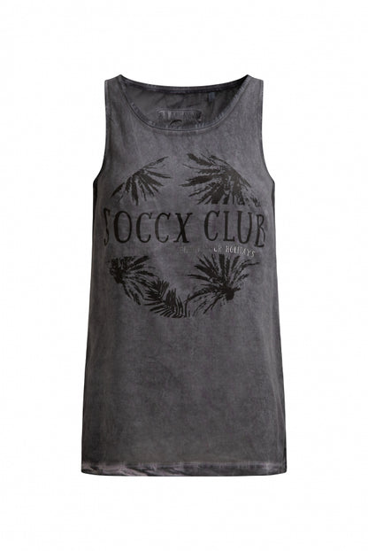 SOCCX Blusen-Top Oil Dyed im Materialmix - grey bay