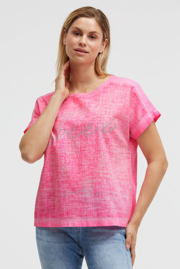 SOCCX Blusenshirt im Stoffmix mit Artwork