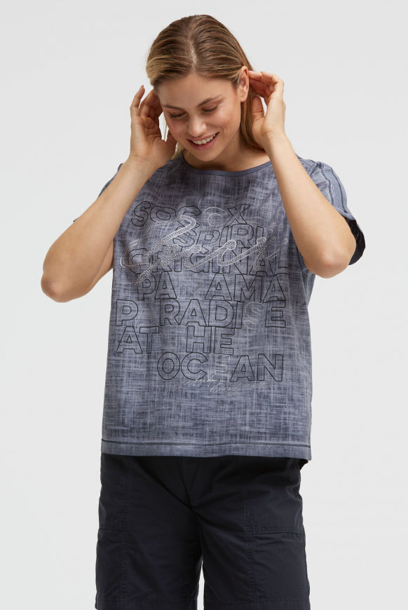 SOCCX Blusenshirt im Stoffmix mit Artwork