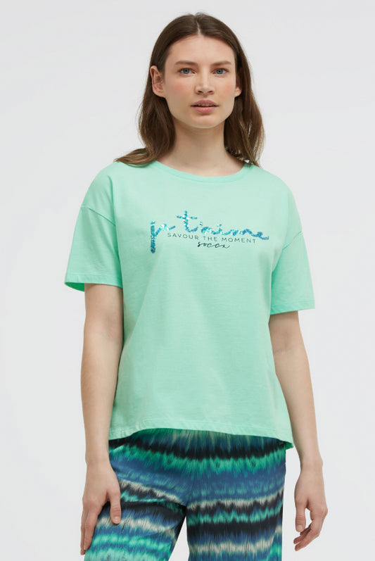 SOCCX Boxy T-Shirt mit Pailletten-Artwork