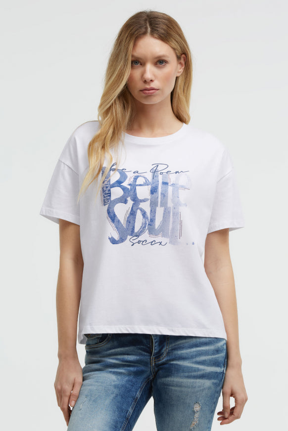 SOCCX Boxy T-Shirt mit Pailletten-Artwork