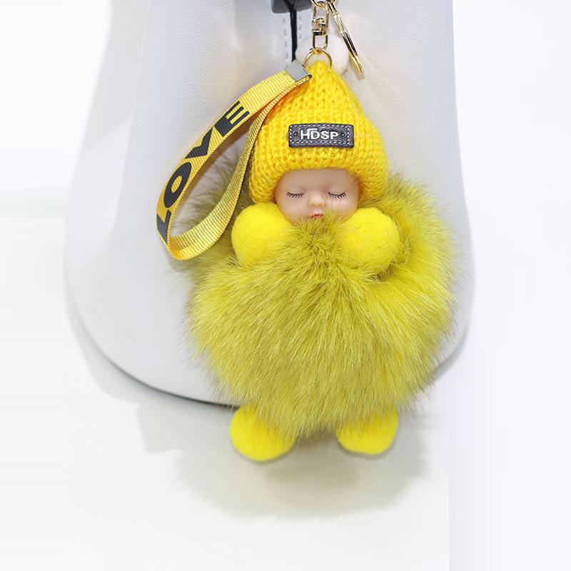 9 CM Schönheit Für Dame Schöne Mädchen Tasche Anhänger Plüsch Puppe Auto Schlüsselanhänger Anhänger beige