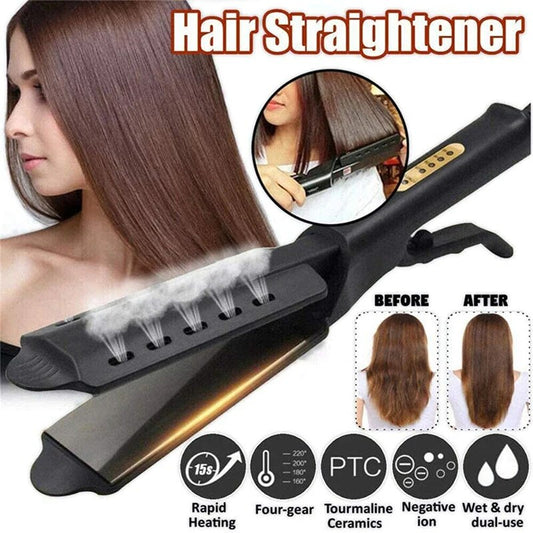 Professional Hair Straightener Four-Gear Temperature Adjustment Ceramic Tourmaline Ionic Steam Hair Straightener For Widen Panel