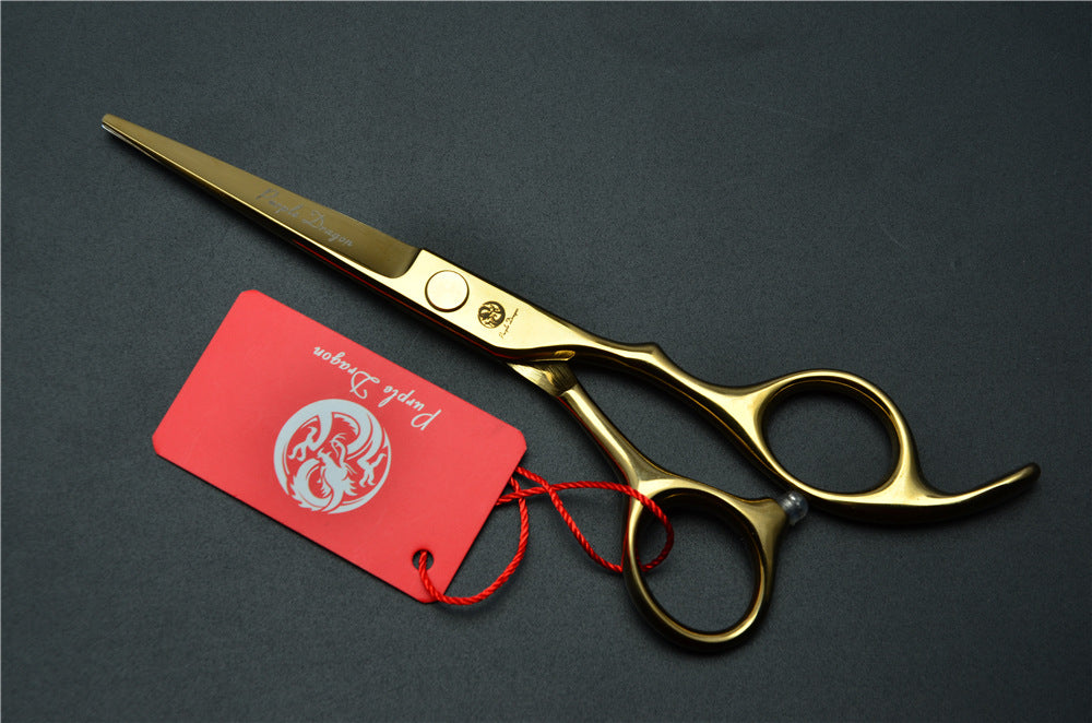 Purple Dragon 5.5 6.0-inch Golden Flat Teeth Thin Cutting Haircutting Scissors