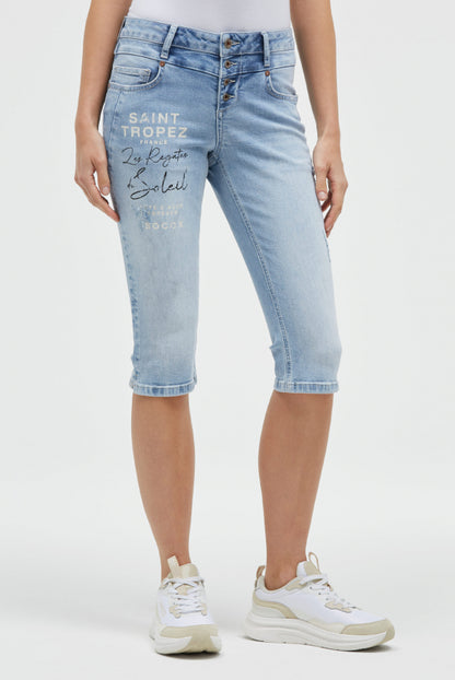 SOCCX Capri Jeans LY:IA Regular Fit - salt blue print