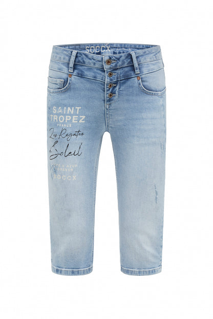 SOCCX Capri Jeans LY:IA Regular Fit - salt blue print