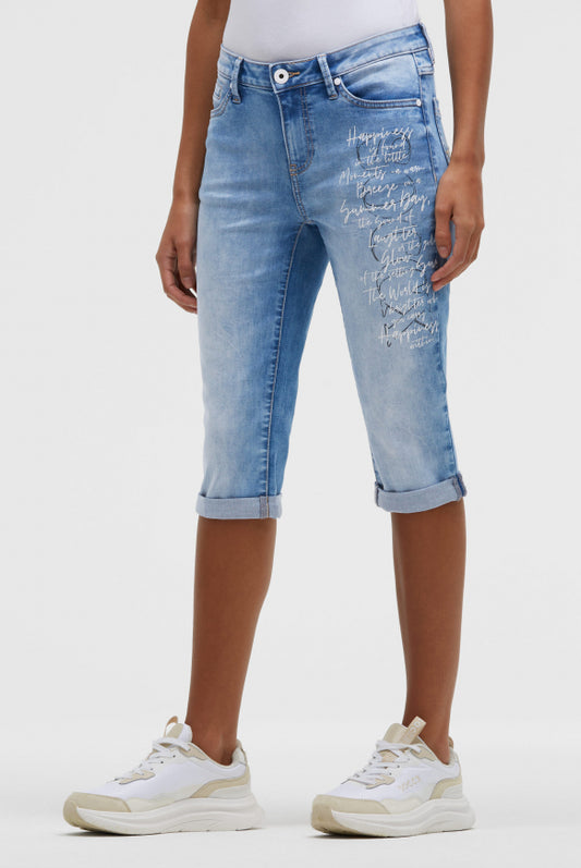 SOCCX Capri Jeans RO:MY Regular Fit - mid blue printed