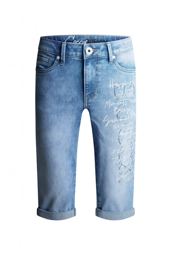 SOCCX Capri Jeans RO:MY Regular Fit - mid blue printed