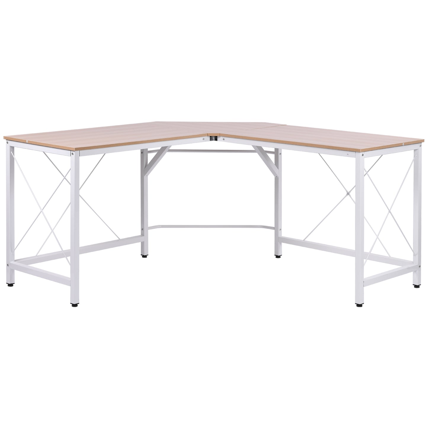 HOMCOM L-Schreibtisch Eckschreibtisch 150x150x76cm Winkelschreibtisch aus MDF in Naturfarbe für Home Office & Arbeitszimmer   Aosom.de