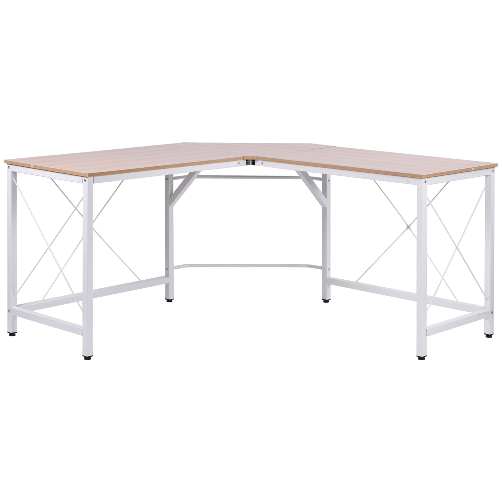 HOMCOM L-Schreibtisch Eckschreibtisch 150x150x76cm Winkelschreibtisch aus MDF in Naturfarbe für Home Office & Arbeitszimmer   Aosom.de