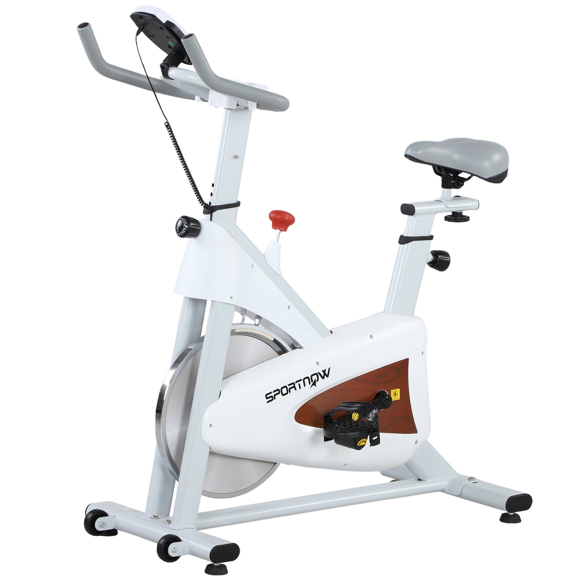SPORTNOW Heimfahrrad, leises Standfahrrad mit einstellbarem Sitz und Widerstand, LCD-Monitor, Tabletthalter, Innenfahrrad für Cardio-Training zu Hause, weiß   Aosom