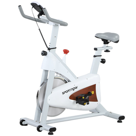 SPORTNOW Heimfahrrad, leises Standfahrrad mit einstellbarem Sitz und Widerstand, LCD-Monitor, Tabletthalter, Innenfahrrad für Cardio-Training zu Hause, weiß   Aosom