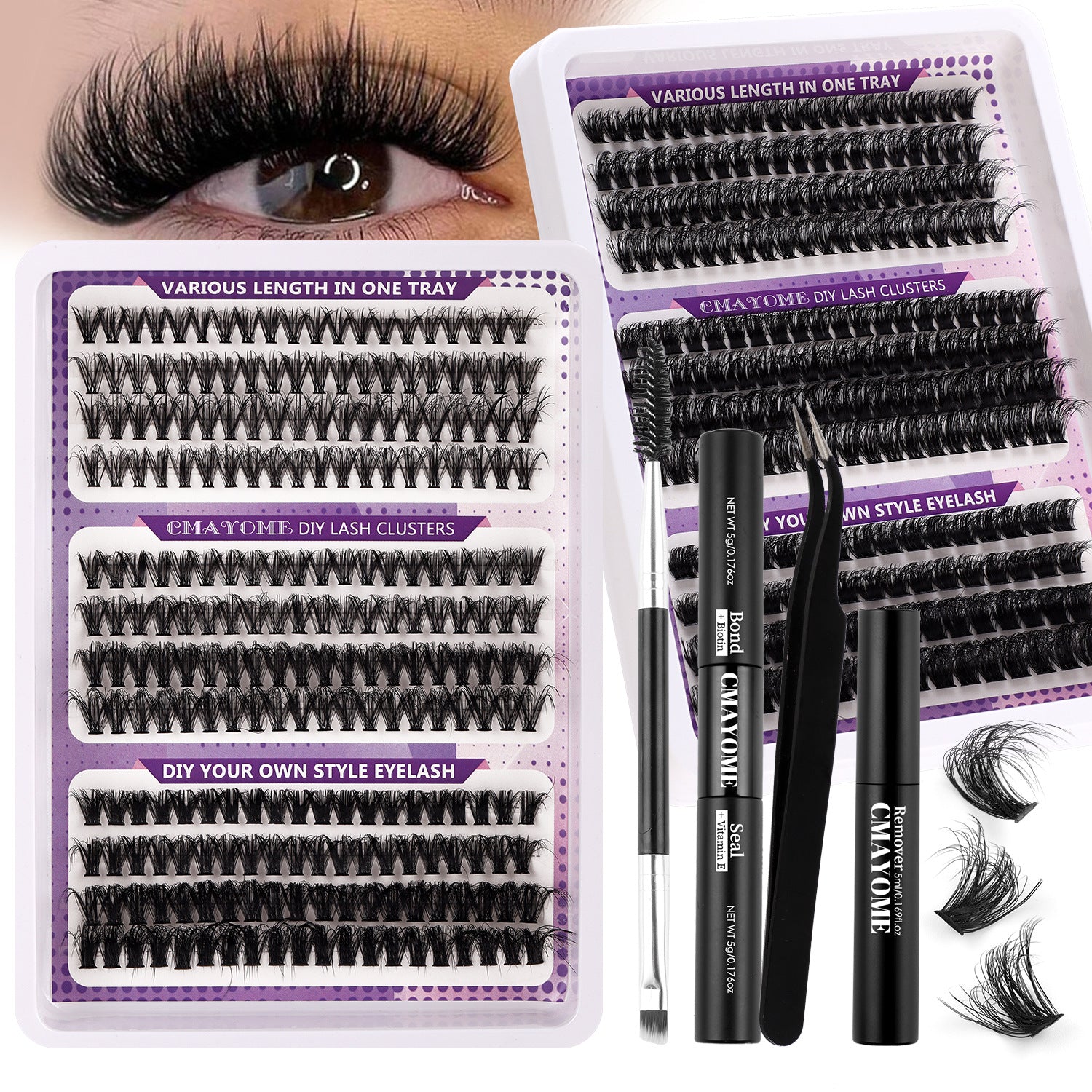European and American cross border 30D100D dense single cluster false eyelashes set 10 16mm curling DIY segmented eyelashes