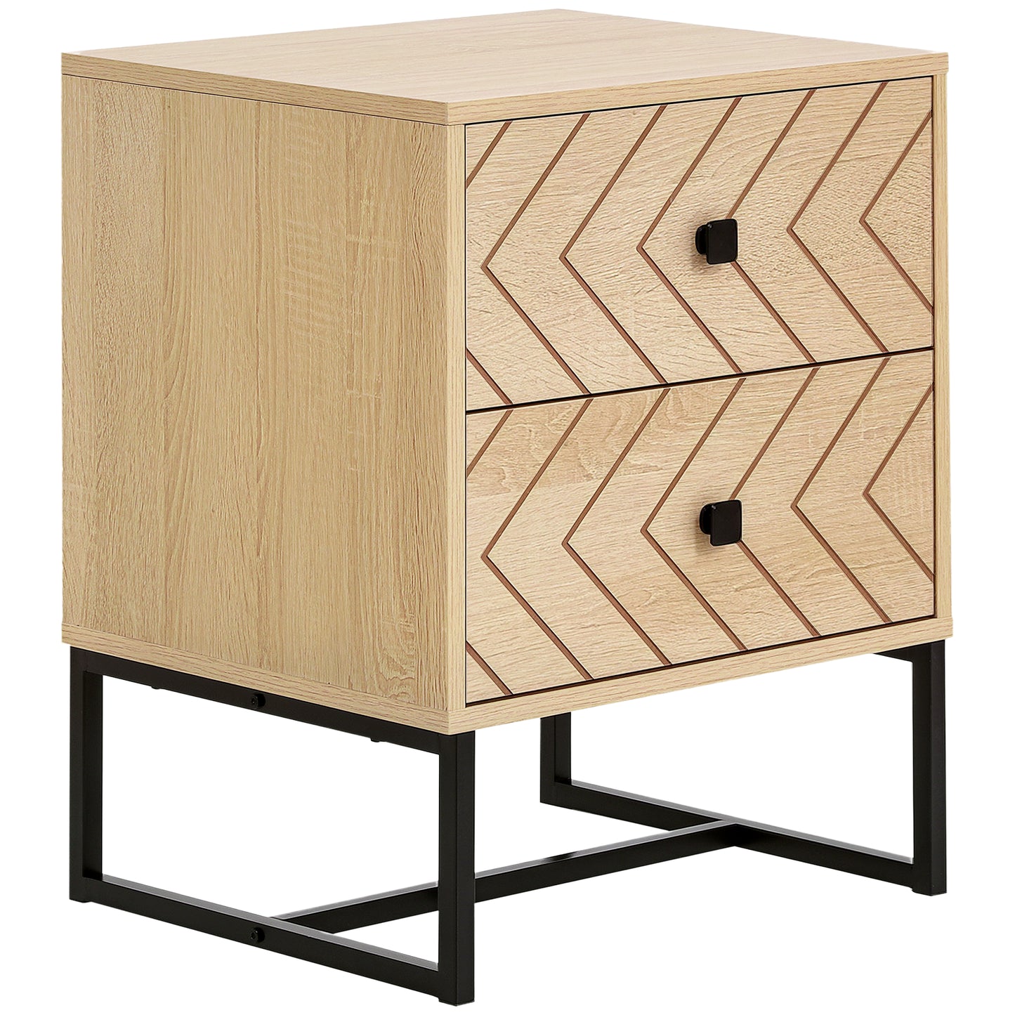 HOMCOM Sideboard Beistelltisch Kommode 2 Schubladen Spanplatte Natur 48 x 39,5 x 60 cm   Aosom