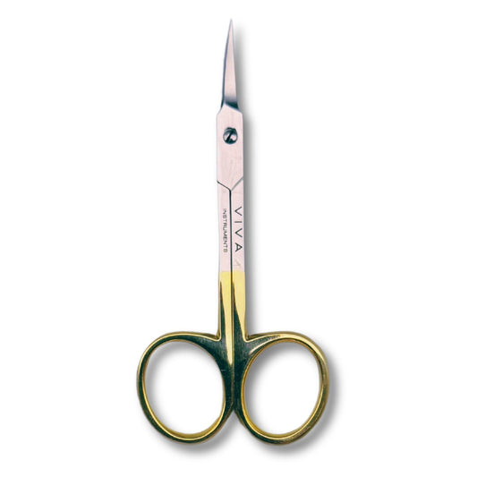 Cuticle Nail Scissors - 9.5cm Double Bent Gold