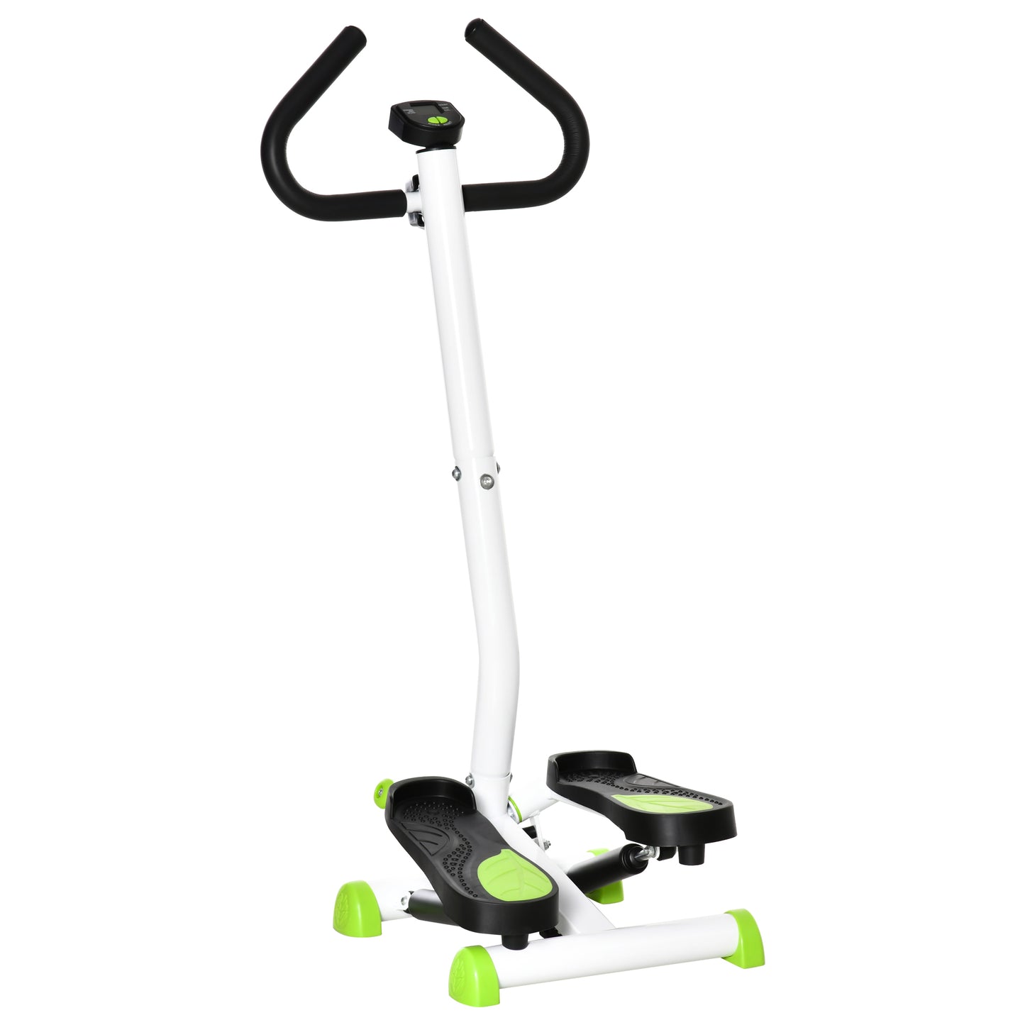 HOMCOM Stepper Fitness Swing Stepper mit LCD Bildschirm & Handgriff, Hometrainer für Zuhause bis 100 kg, Stahl ABS, grün, 55 x 44 x 108 cm   Aosom.de
