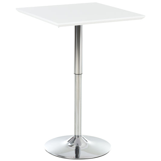 HOMCOM Bistrotisch Pub Bartisch höhenverstellbar quadratisch 60x60cm Stahl weiß 71-92cm für Küche oder Garten   Aosom.de
