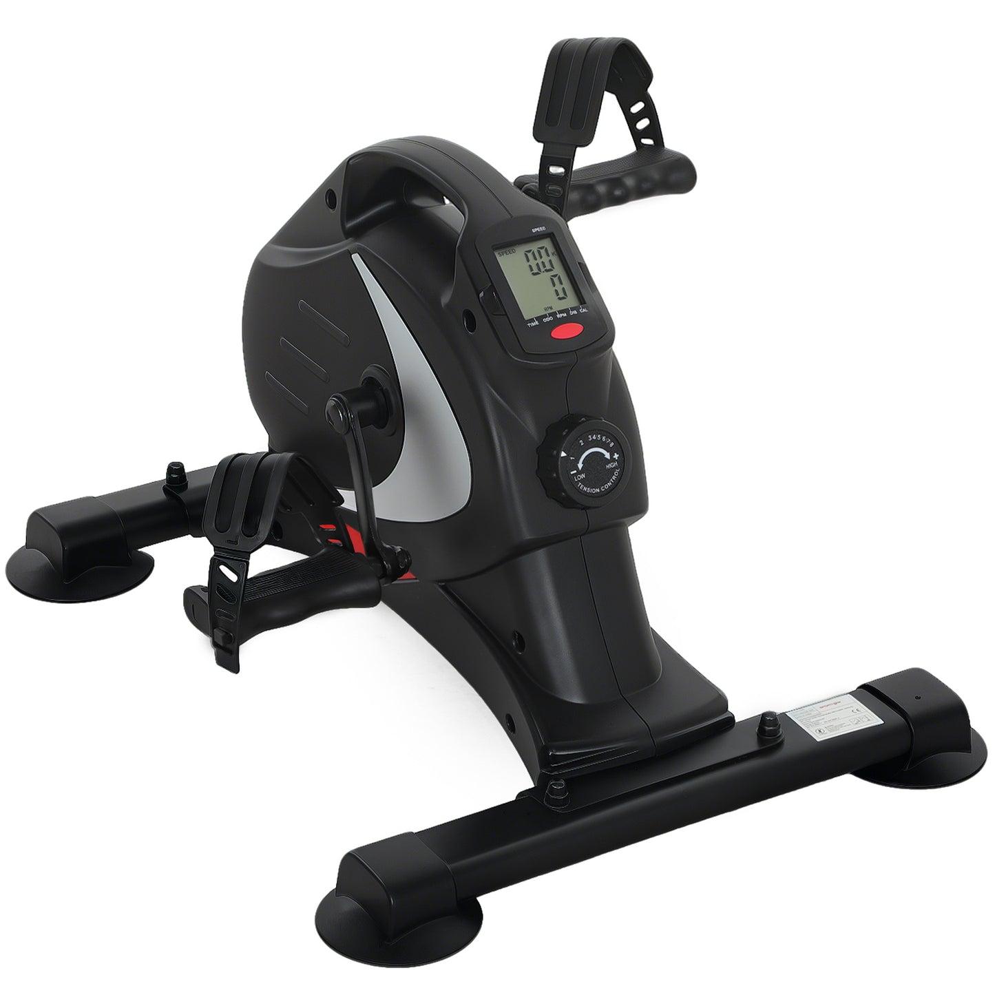 SPORTNOW Pedaltrainer leiser Mini Heimtrainer mit 8 Stufen Magnetwiderstand LCD-Display tragbar Beintrainer mit Anti-rutschmatte Senioren Arm- & Beintraining Pedal-Trainer für Zuhause Heim Schwarz   Aosom