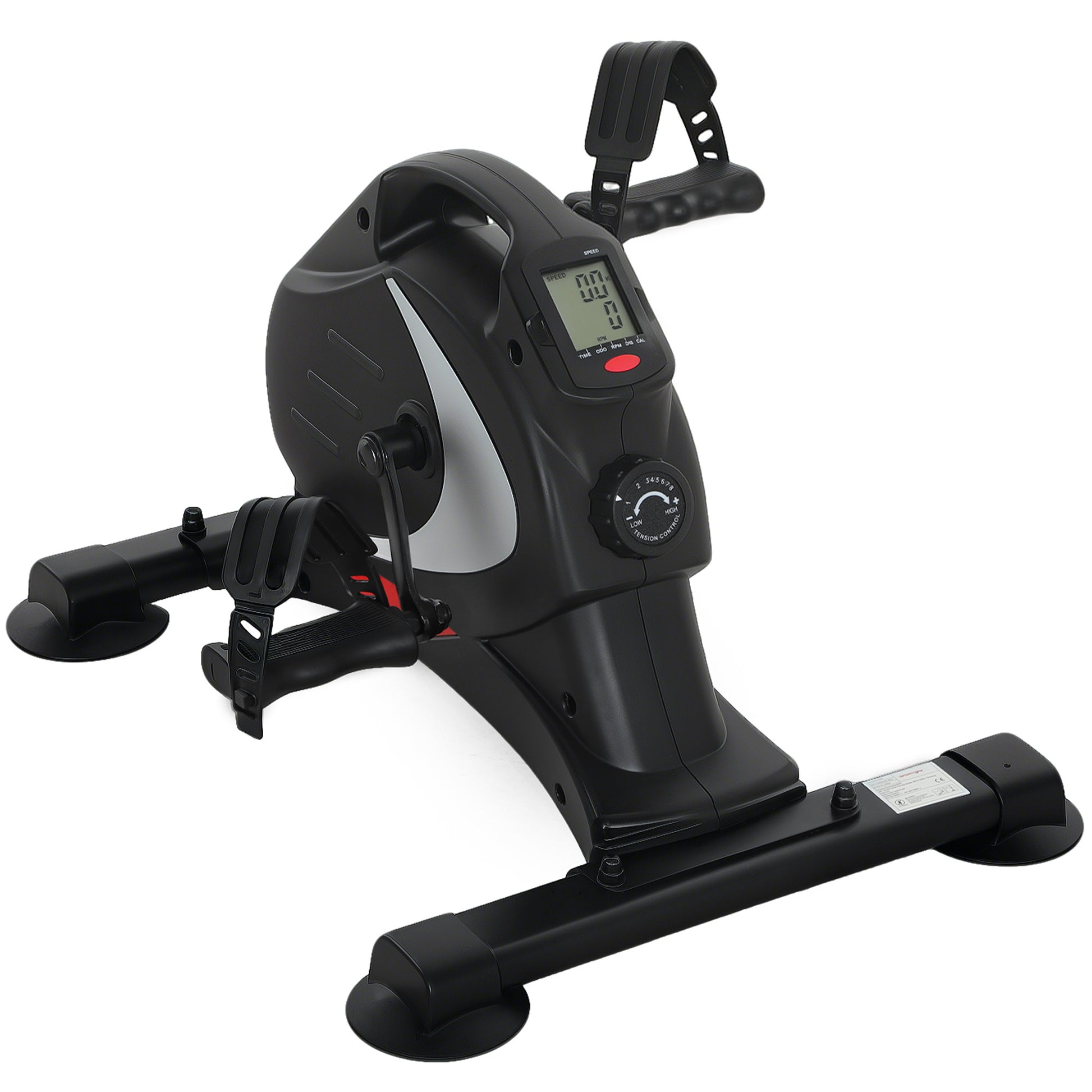SPORTNOW Pedaltrainer leiser Mini Heimtrainer mit 8 Stufen Magnetwiderstand LCD-Display tragbar Beintrainer mit Anti-rutschmatte Senioren Arm- & Beintraining Pedal-Trainer für Zuhause Heim Schwarz   Aosom