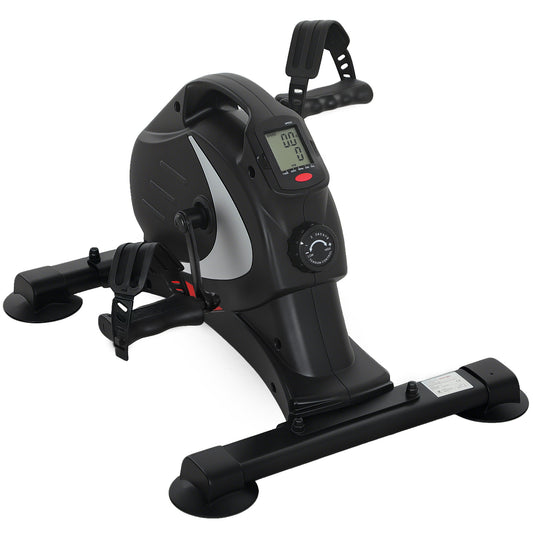 SPORTNOW Pedaltrainer leiser Mini Heimtrainer mit 8 Stufen Magnetwiderstand LCD-Display tragbar Beintrainer mit Anti-rutschmatte Senioren Arm- & Beintraining Pedal-Trainer für Zuhause Heim Schwarz   Aosom