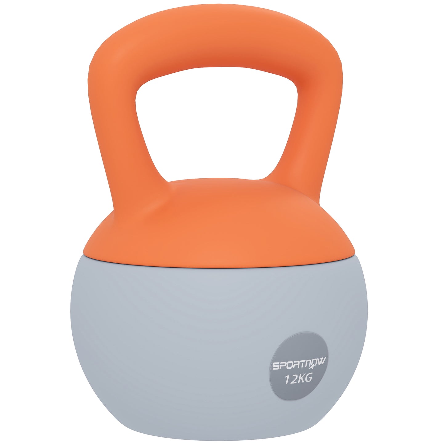 SPORTNOW Kettlebell 12 kg, Soft-Kettlebell mit Metallsandfüllung und rutschfestem Griff, für Krafttraining/Bodybuilding zu Hause und im Fitnessstudio, Orange und Grau   Aosom