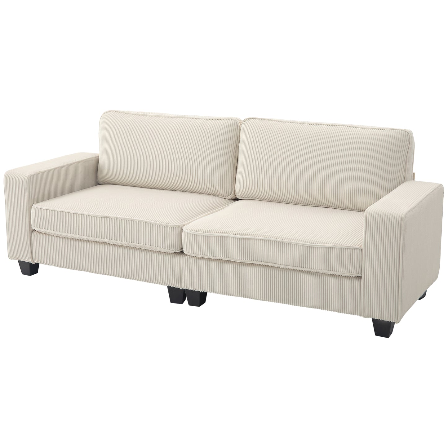 HOMCOM 3-Sitzer Sofa, Couch mit Armlehnen, Rückenkissen, Wohnzimmersofa mit  Cordbezug, Federkern, Polstersofa für Wohnzimmer, Schlafzimmer 227 x 84 x 87 cm, Cremeweiß   Aosom