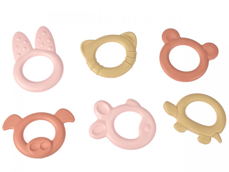 dantoy tiny BIOplastic Beißring, hart, rosa, 3er-Set