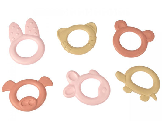 dantoy tiny BIOplastic Beißring, hart, rosa, 3er-Set