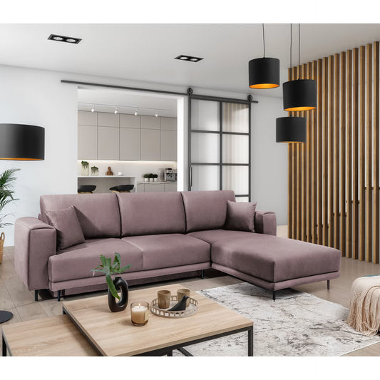 Ecksofa Baria – Schlaffunktion, Stauraum und pflegeleichter Stoff