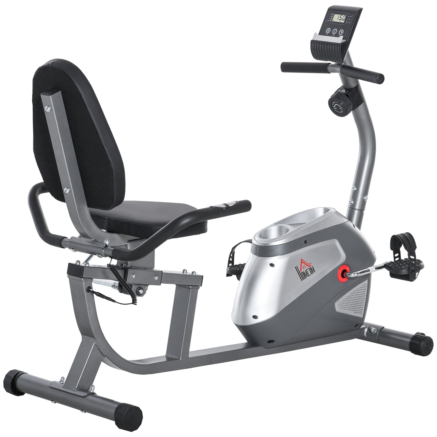 HOMCOM Liegeergometer mit LCD-Anzeige, 8-stufig einstellbarem Magnetwiderstand, für Nutzergewicht bis 110 kg, Metall ABS 136x62,5x38cm   Aosom.de