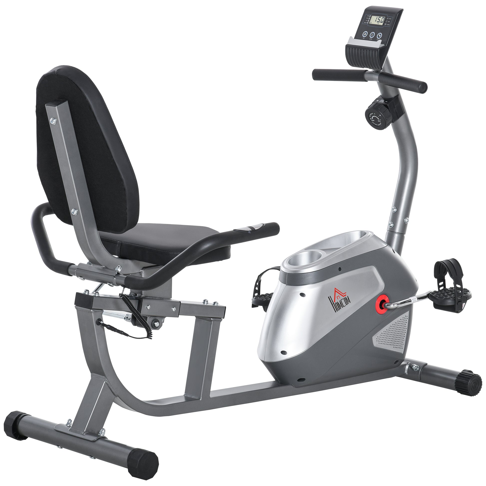 HOMCOM Liegeergometer mit LCD-Anzeige, 8-stufig einstellbarem Magnetwiderstand, für Nutzergewicht bis 110 kg, Metall ABS 136x62,5x38cm   Aosom.de