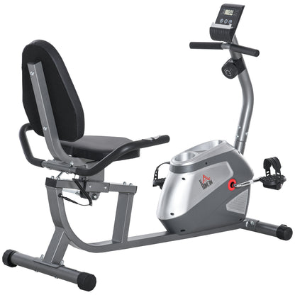 HOMCOM Liegeergometer mit LCD-Anzeige, 8-stufig einstellbarem Magnetwiderstand, für Nutzergewicht bis 110 kg, Metall ABS 136x62,5x38cm   Aosom.de