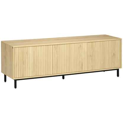HOMCOM TV-Schrank, Fernsehschrank mit 3 Schrankfächern, Fernsehtisch mit Kabelöffnung, TV Lowboard für Fernseher bis zu 65 Zoll, für Wohnzimmer, Natur 150 x 40 x 51 cm   Aosom