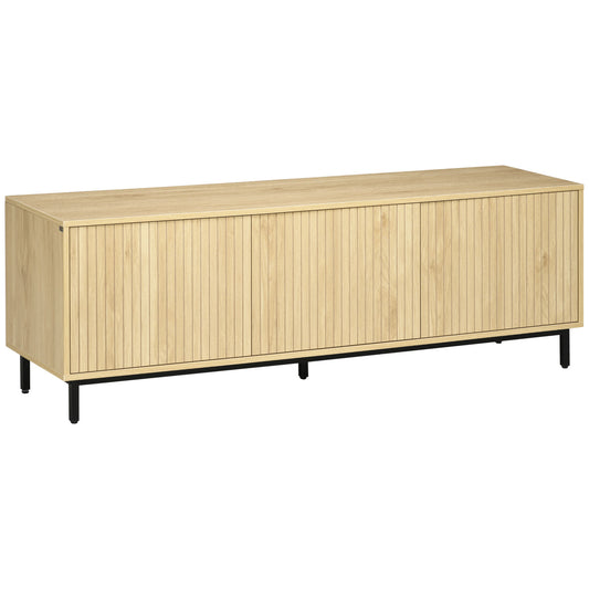 HOMCOM TV-Schrank, Fernsehschrank mit 3 Schrankfächern, Fernsehtisch mit Kabelöffnung, TV Lowboard für Fernseher bis zu 65 Zoll, für Wohnzimmer, Natur 150 x 40 x 51 cm   Aosom